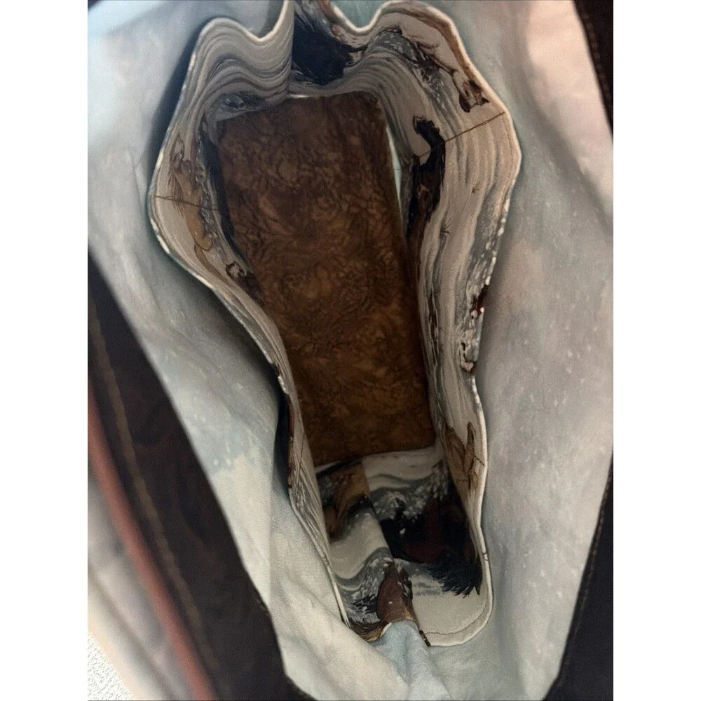 New Handmade Purse Tote bag with horses equestrian pockets zippered horse
